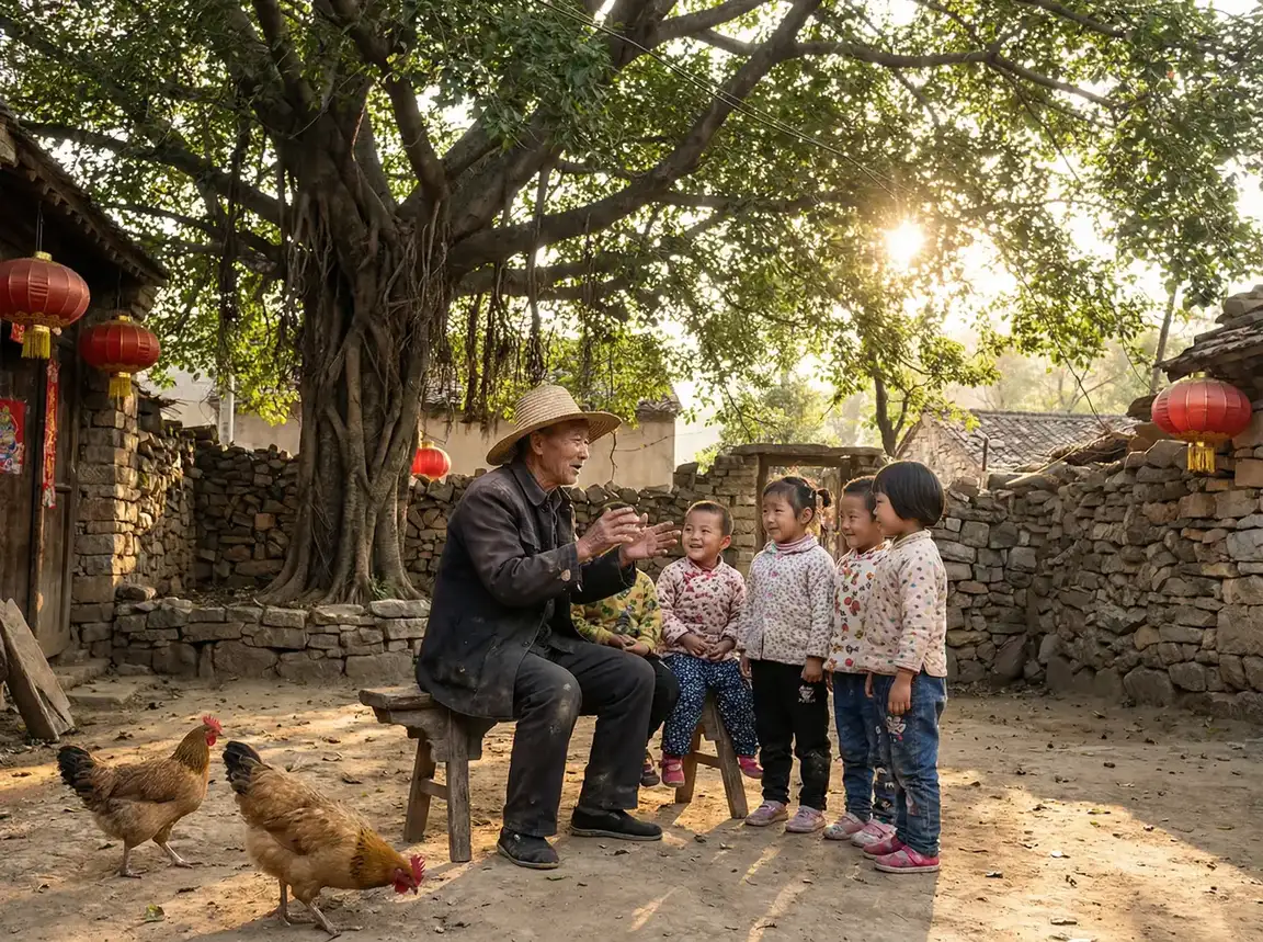 老人在大榕树下给孩子们讲故事 - 看我怎么C你的 叫出来视频 乡村记忆